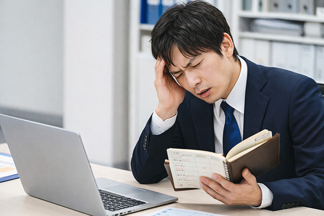 管理業務が大変そうなビジネスマン